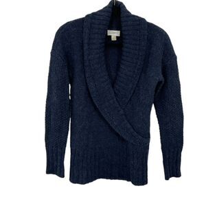 Ann Taylor LOFT Alpaca Wool Blend Knit‎ Black Shawl Collar Sweater Size Small
